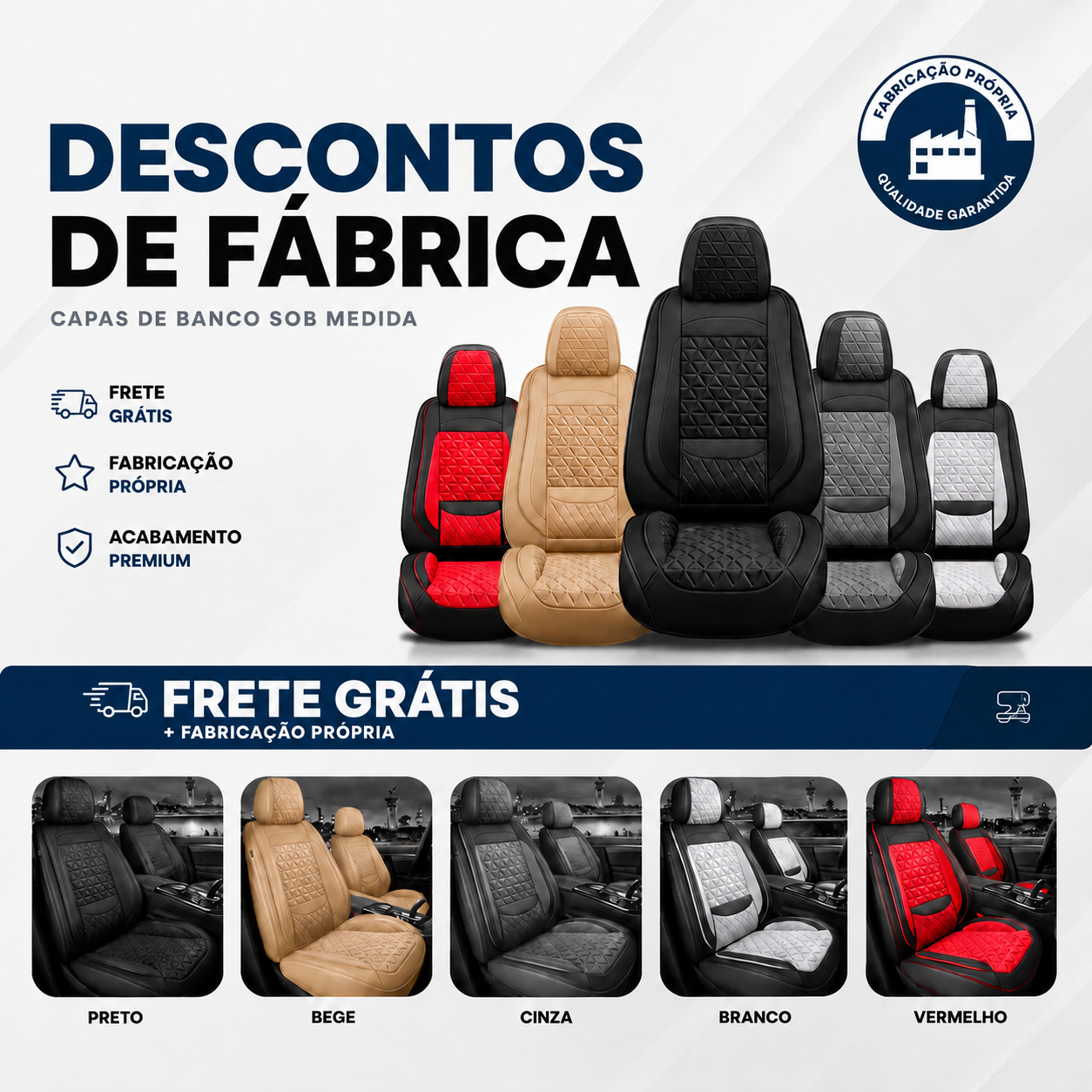 Capa de Banco Premium Elite Motors — fabricacao propria sob medida